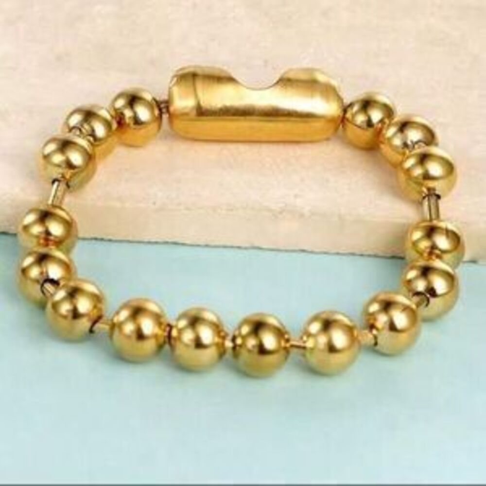 Gold Stainless Steel 8mm Bead Bracelet